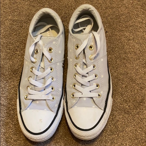 white polka dot converse